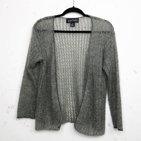 LINDA Allard & Ellen Tracy mohair blend open knit lightweight cardigan - Picture 5 of 7